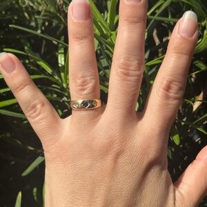 Antique Sapphire & Diamond Gypsy Band Ring – 18ct Gold, 3.2g sapphire ring 18k